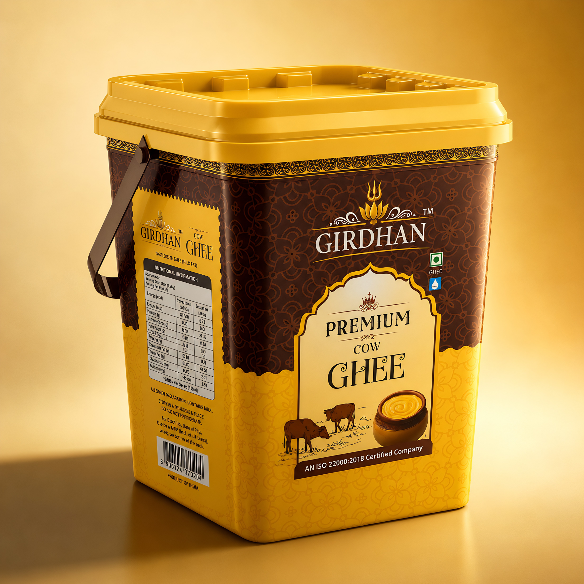 Girdhan Premium Cow Ghee Bucket — hero product pack