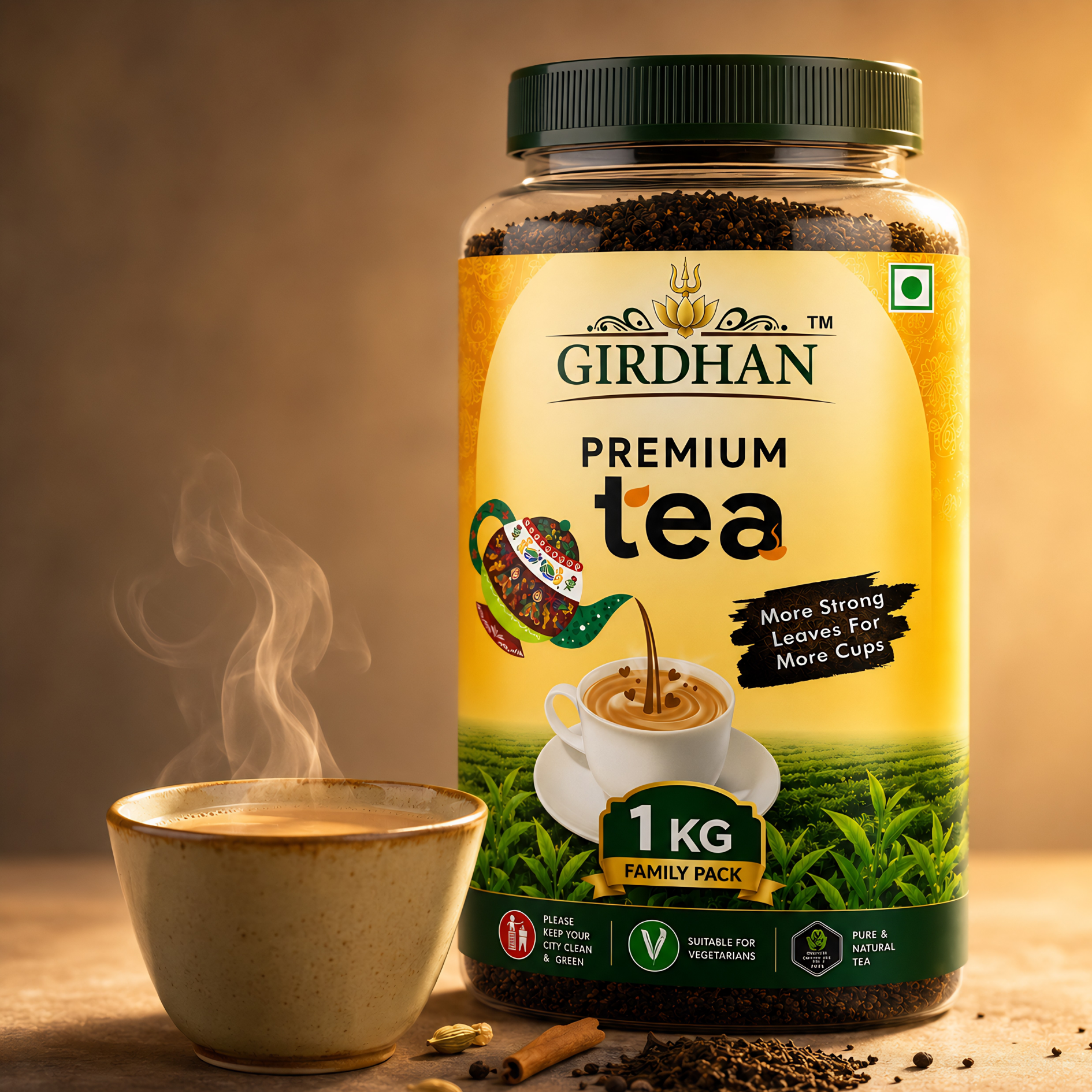 Girdhan Premium Tea 1kg Family Pack — hero product image