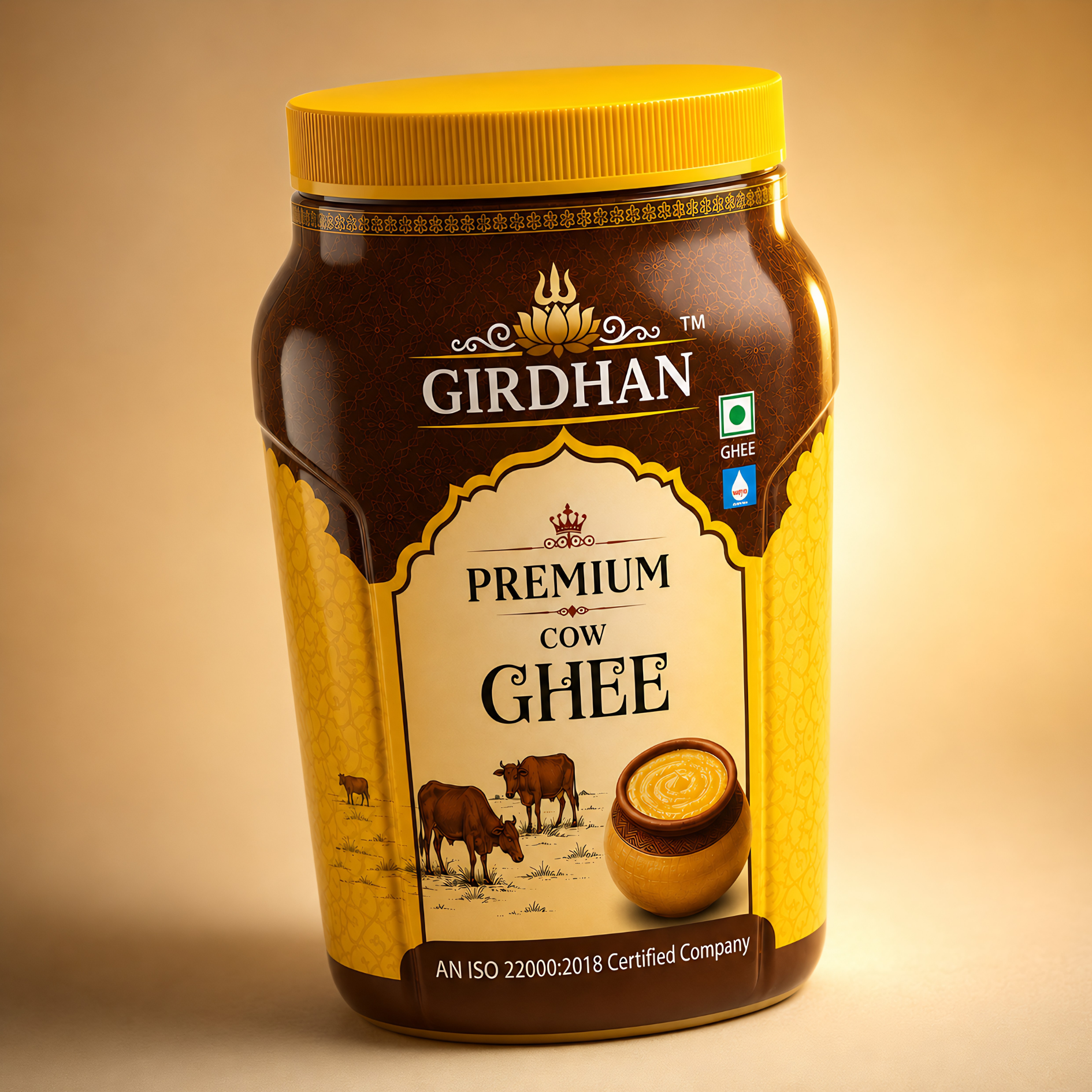 Girdhan Premium Cow Ghee Jar — hero product pack