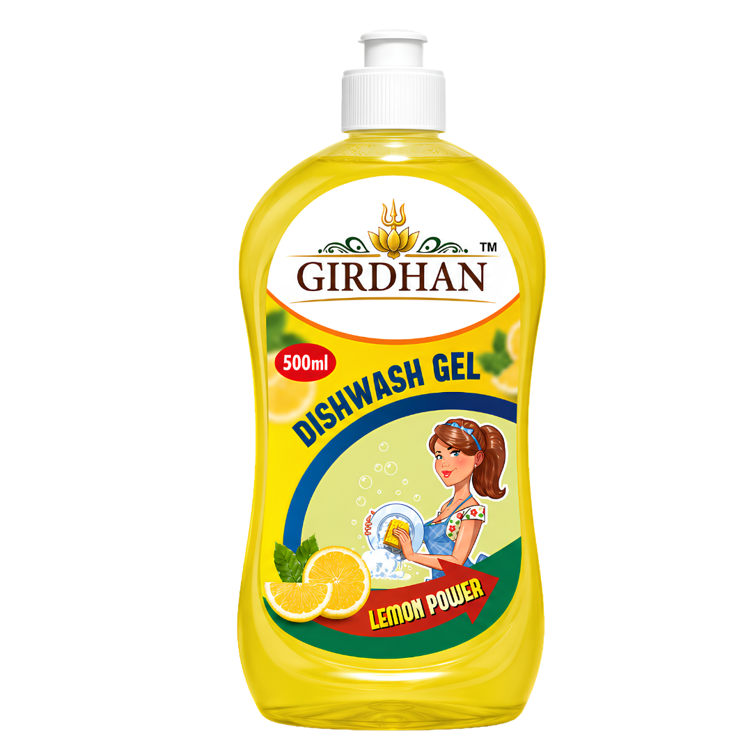 Girdhan Lemon Power Dishwash Gel 500ml — top-dispenser bottle product hero