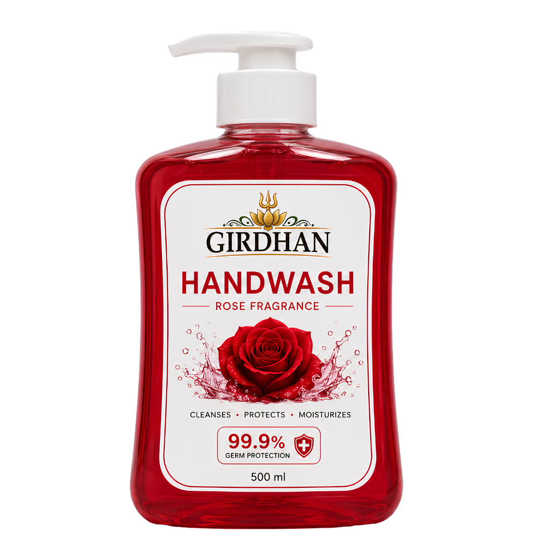 Girdhan Rose Handwash 500ml dispenser bottle — product hero image