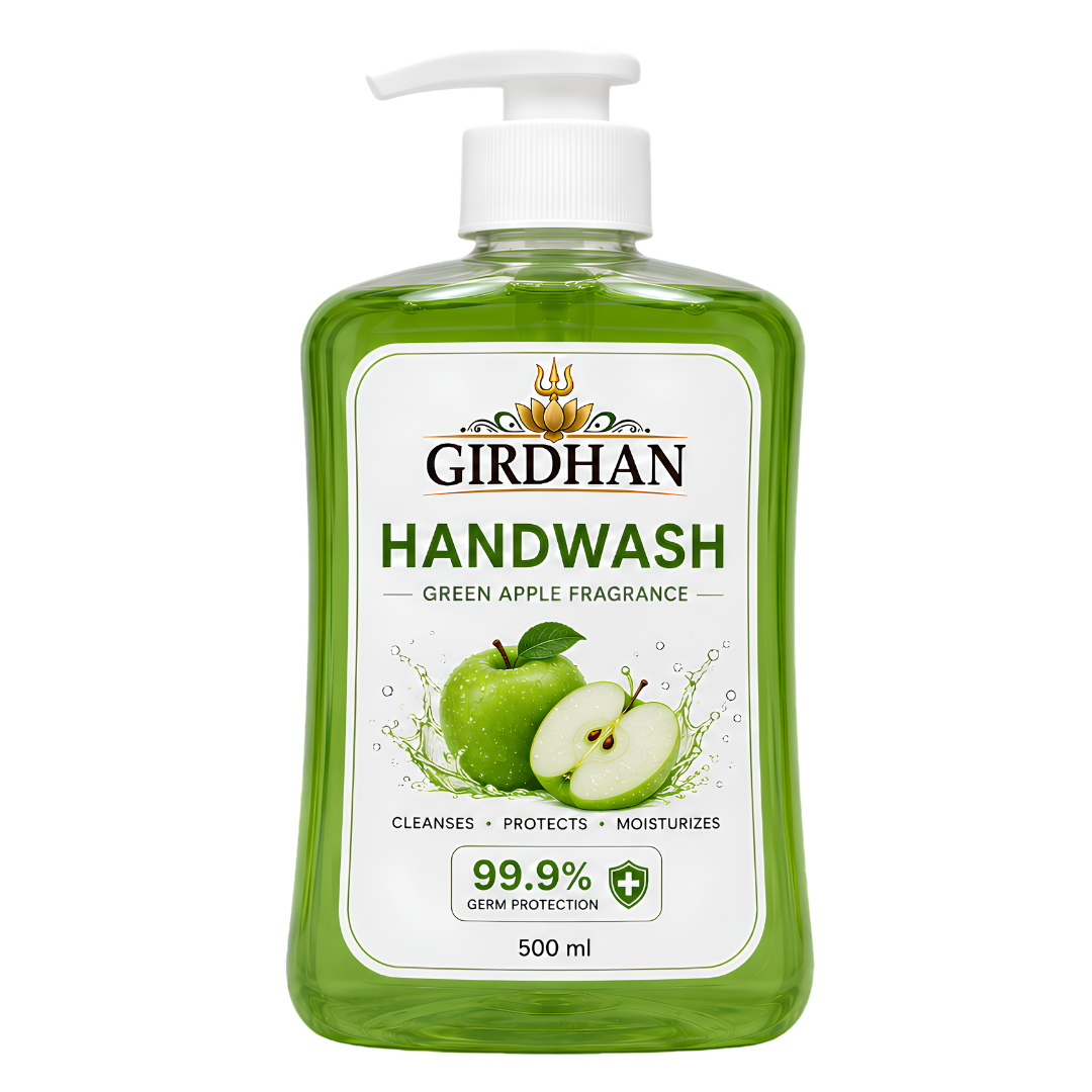 Girdhan Green Apple Handwash 500ml dispenser bottle — product hero image